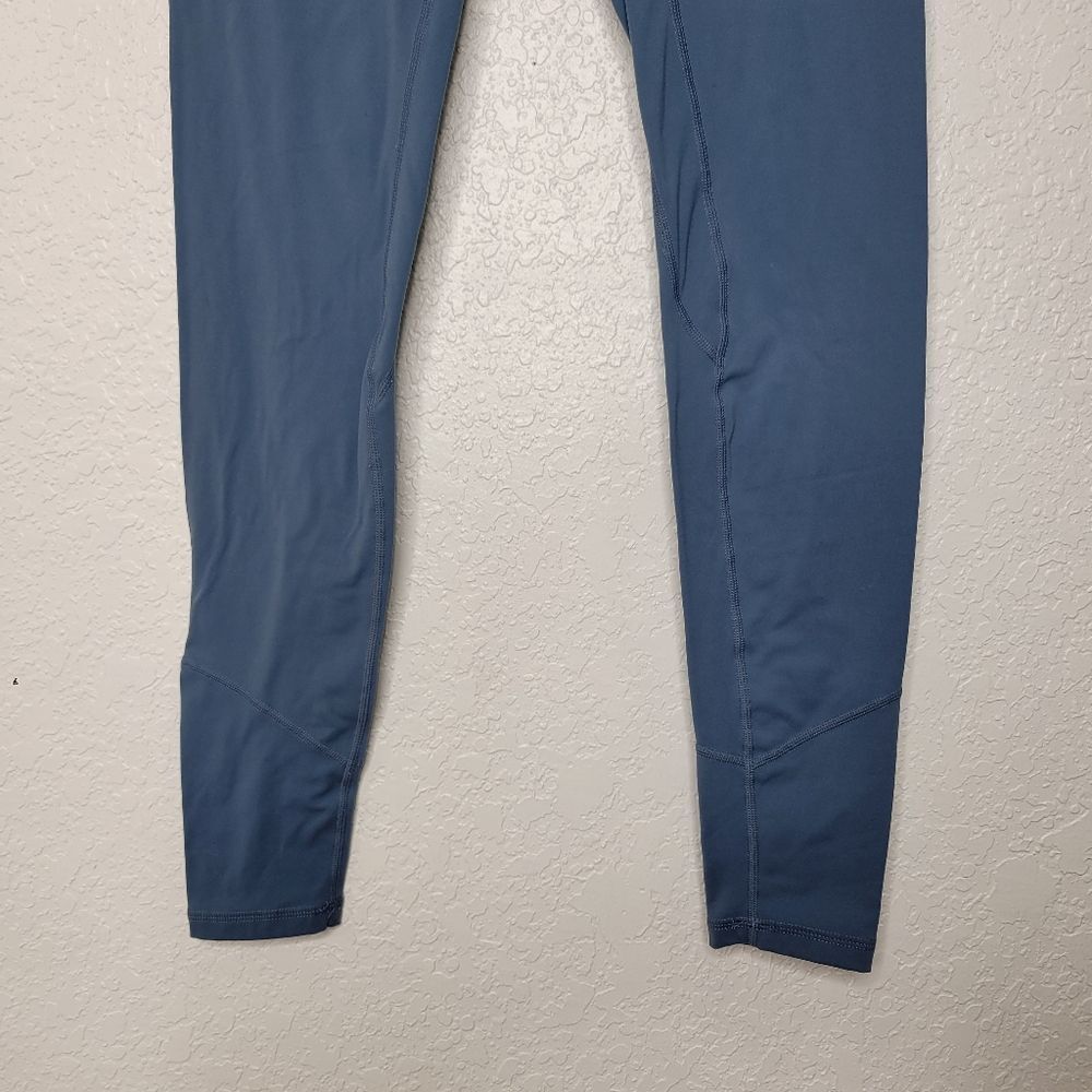 Women's High-Waist Blue Performance Leggings - Picture 3 of 7